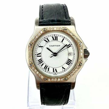  Cartier Santos OCTAGON 31mm Quartz 2 Tone 0.38TCW Diamond Watch  </h1> 