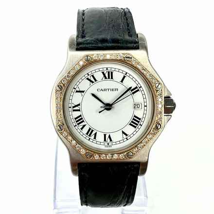  Cartier Santos OCTAGON 31mm Quartz 2 Tone 0.38TCW Diamond Watch  </h1> 