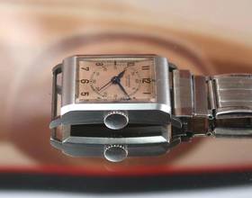 Thumbnail von Longines Rare Vintage Steel Tank Pink Medicus Dial Extract </h1>