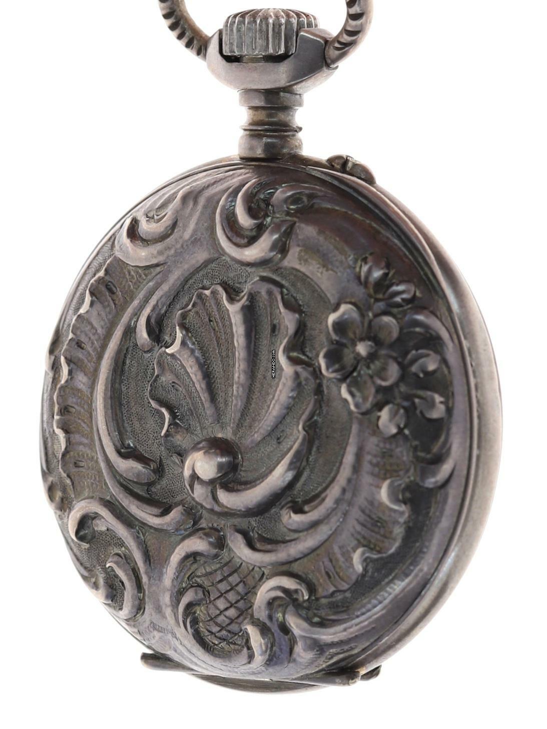 Thumbnail von Swiss Mans Pocket Watch open face Silver – Case all over decorated Silver – Cuvette </h1>