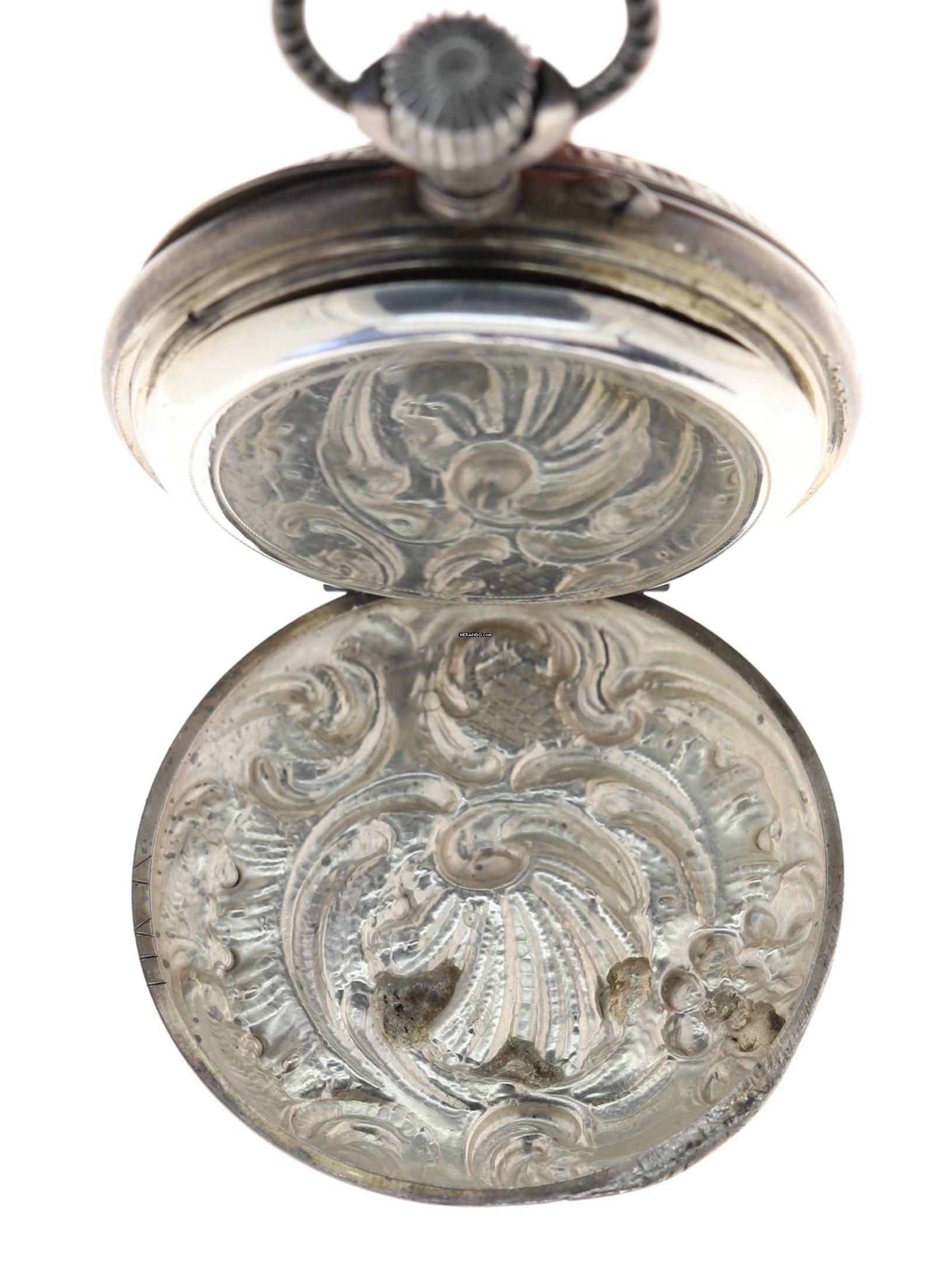 Thumbnail von Swiss Mans Pocket Watch open face Silver – Case all over decorated Silver – Cuvette </h1>