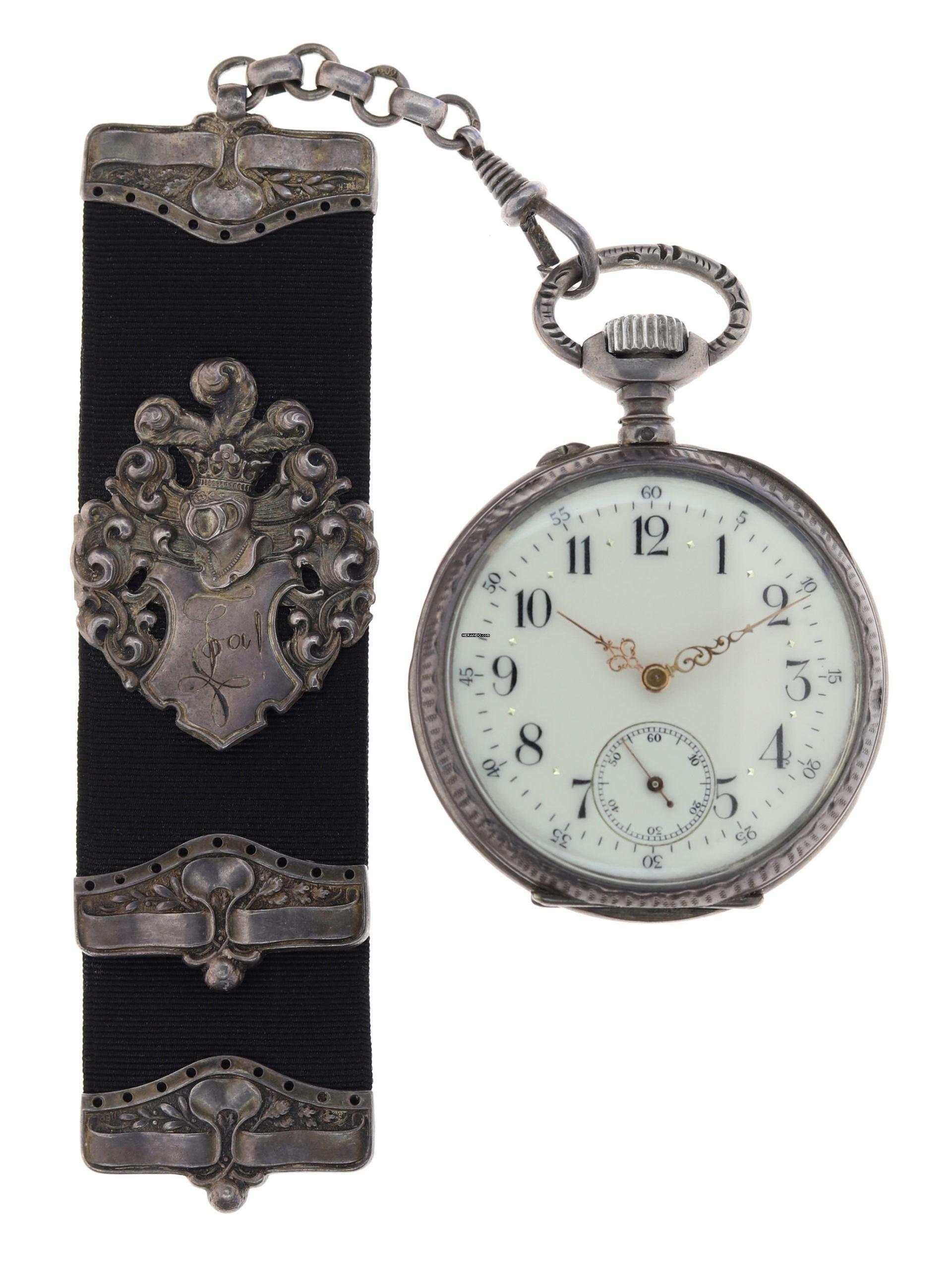 Thumbnail von Swiss Mans Pocket Watch open face Silver – Case all over decorated Silver – Cuvette </h1>