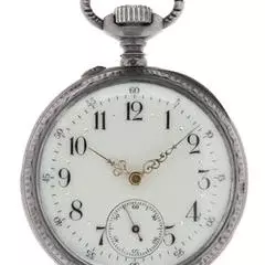 Thumbnail von Swiss Mans Pocket Watch open face Silver – Case all over decorated Silver – Cuvette </h1>