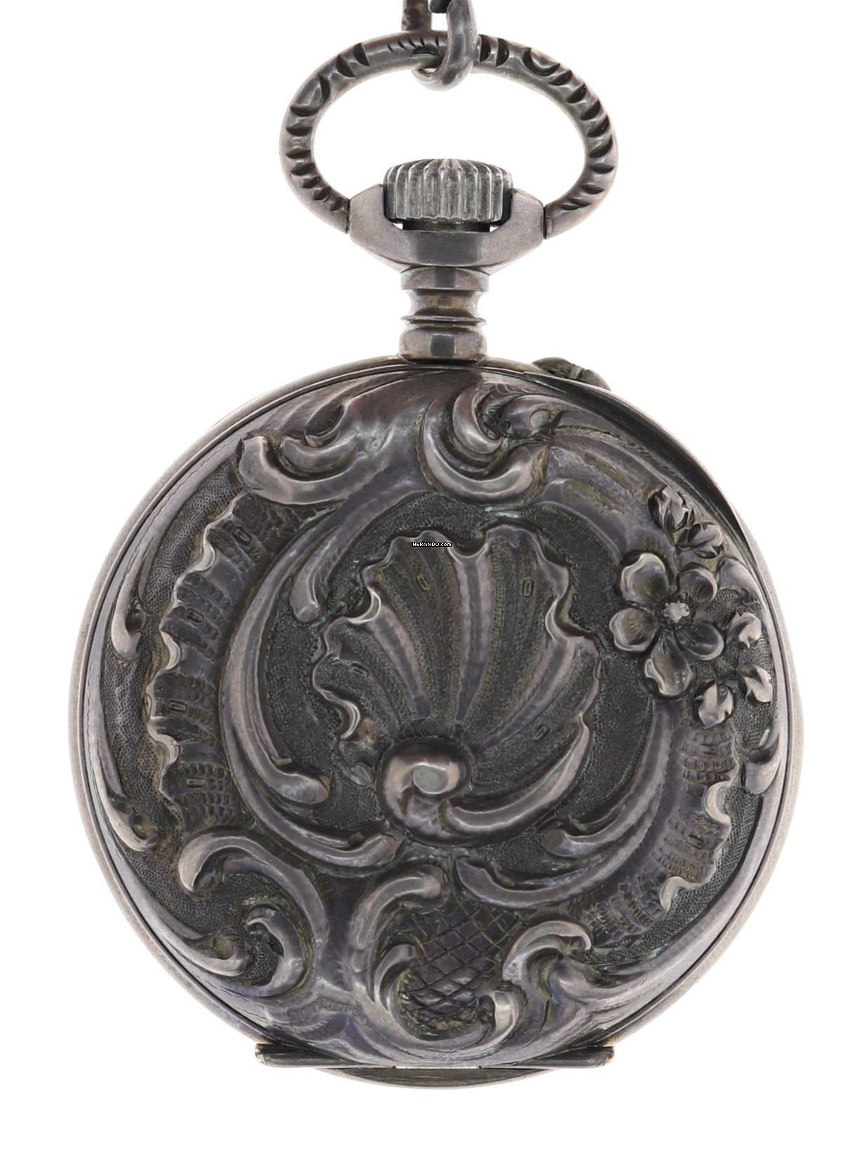 Thumbnail von Swiss Mans Pocket Watch open face Silver – Case all over decorated Silver – Cuvette </h1>