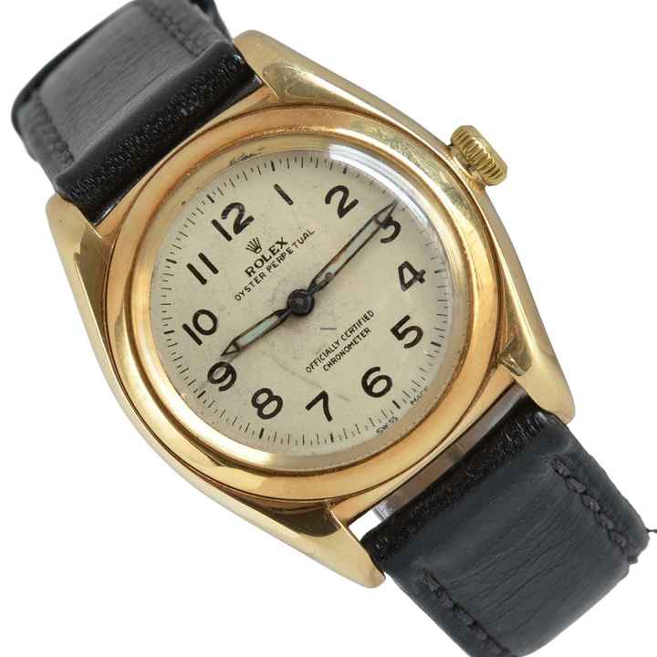  Rolex Oyster Perpetual 3131 BubbleBack Ivory radium dial yellow gold 14KT 1948's </h1> 