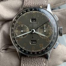 Thumbnail von Angelus Chronodato Triple date Exotic brown radium dial 1950’s </h1>