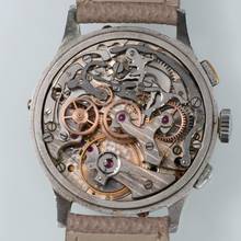 Thumbnail von Angelus Chronodato Triple date Exotic brown radium dial 1950’s </h1>