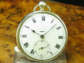 Thumbnail von John Wycherley 800 Silber Open Face Taschenuhr Schlüsselaufzug </h1>