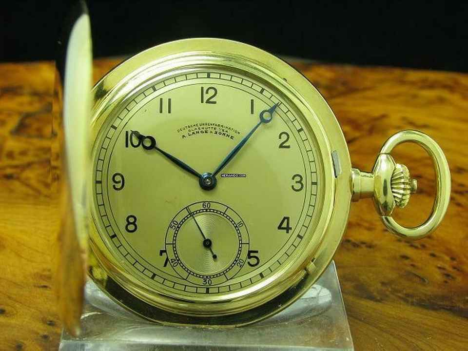  A. Lange & Söhne 14kt 585 Gelbgold Savonette Taschenuhr / 3-deckel Gold </h1> 