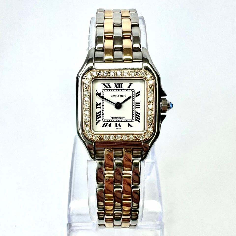 Cartier Panthère Quartz 23mm 2 Row Gold 0.33TCW Diamond Watch </h1>