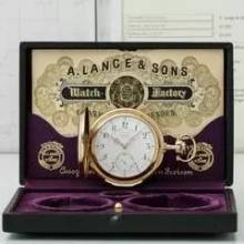 Thumbnail von A. Lange & Söhne Grosse Lange 1 18k Gold Große Schwere Louis XV Taschenuhr zertifikat Box Sternwarte Geprüft 1900 </h1>