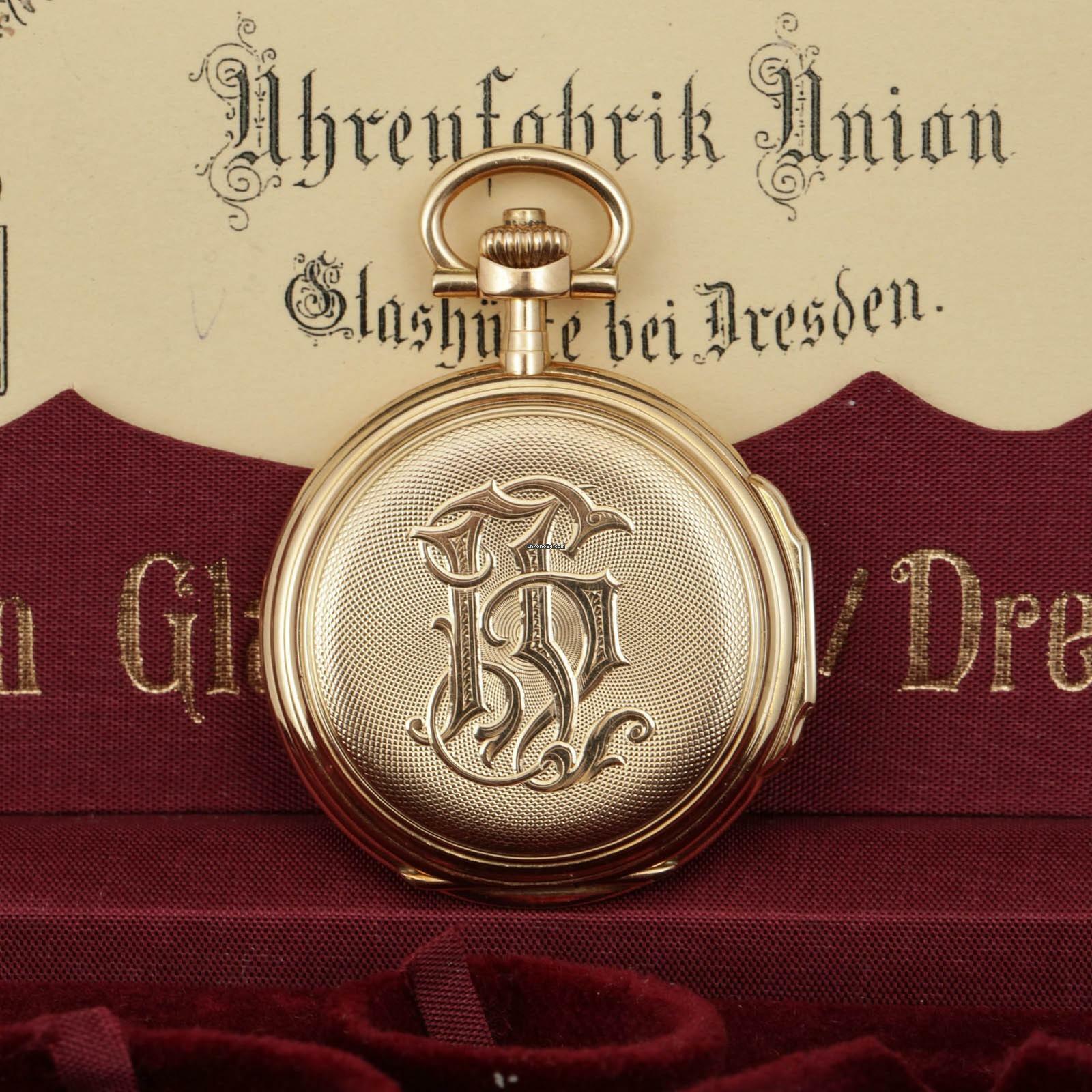 Thumbnail von Glashütter Uhrenfabrik Union Glashütte in Sachsen Louis XV Savonette 18k Gold exzellente Qualität sehr schöner Zustand 1910