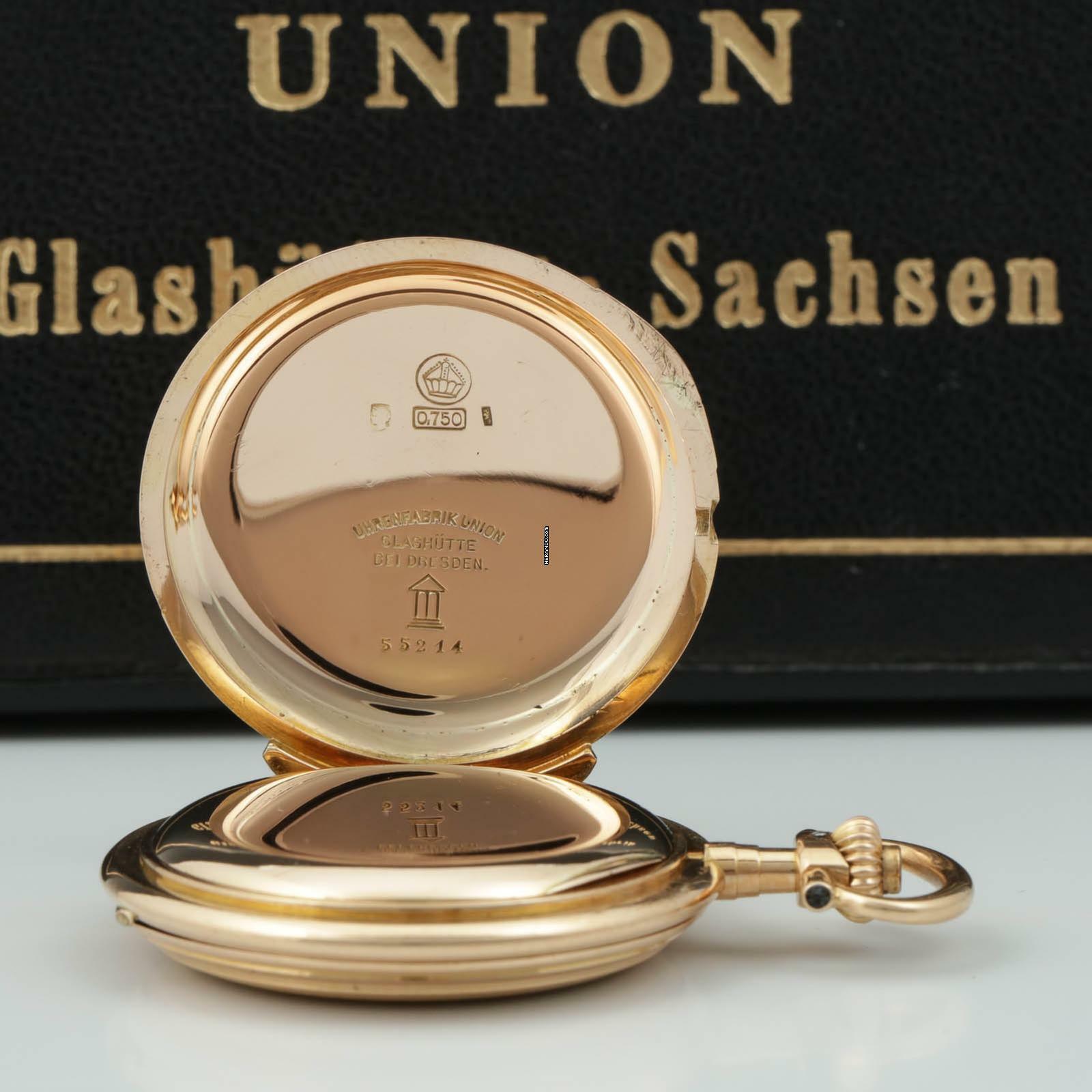 Thumbnail von Glashütter Uhrenfabrik Union Glashütte in Sachsen Louis XV Savonette 18k Gold exzellente Qualität sehr schöner Zustand 1910