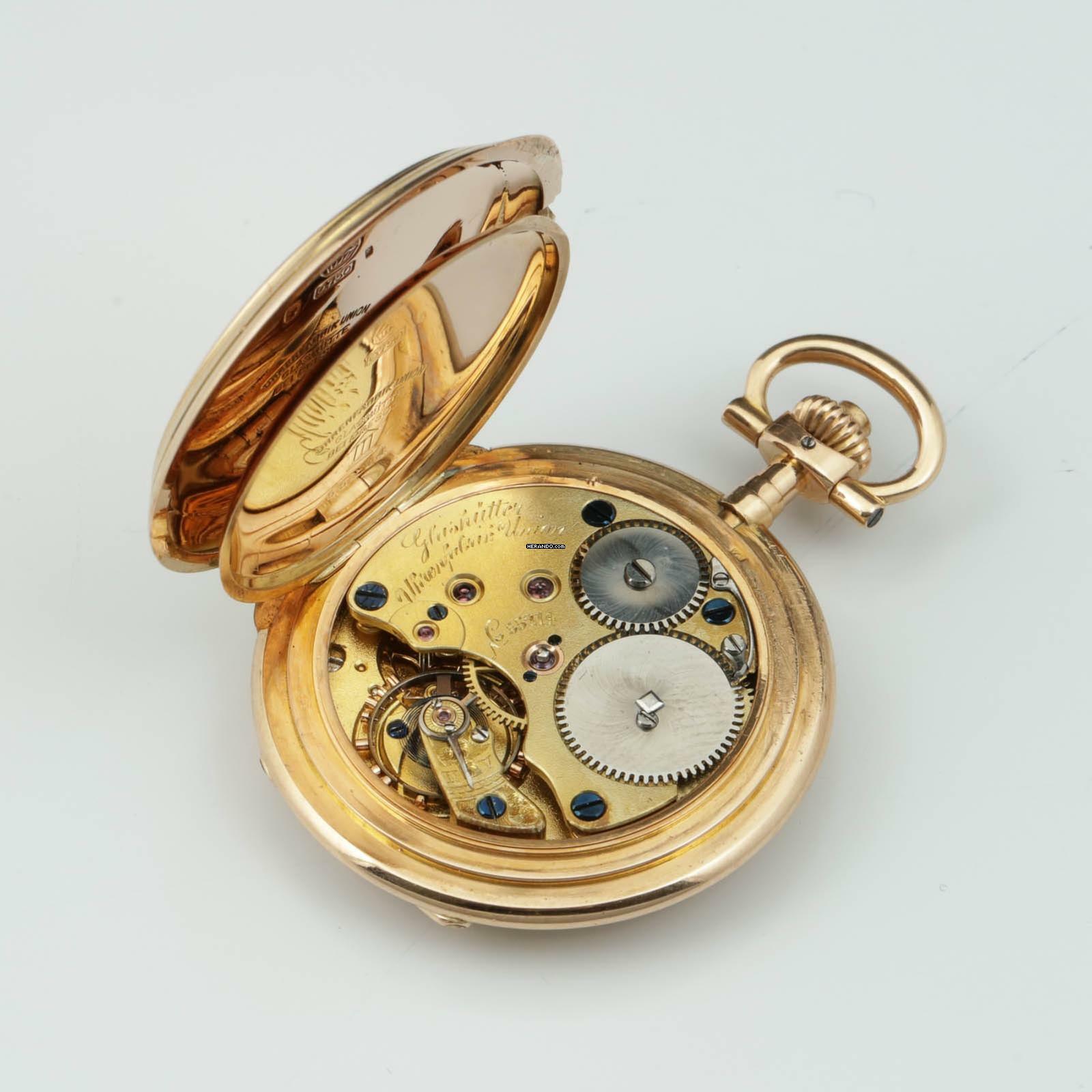 Thumbnail von Glashütter Uhrenfabrik Union Glashütte in Sachsen Louis XV Savonette 18k Gold exzellente Qualität sehr schöner Zustand 1910