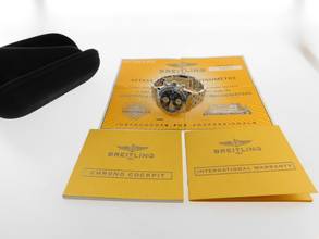 Thumbnail von Breitling Chrono Cockpit mit allen Papieren schwarzes Zifferblatt und Pilotband