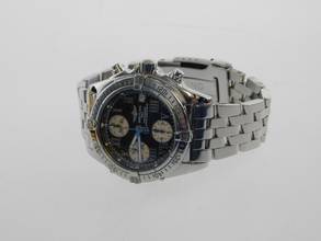 Thumbnail von Breitling Chrono Cockpit mit allen Papieren schwarzes Zifferblatt und Pilotband