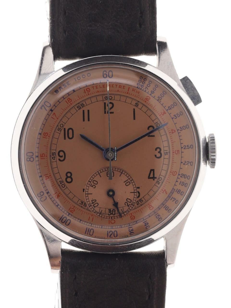 Venus Gents / Unisex 1-Button Chronograph Wristwatch medium / small size manual wind Mono – Poussoir