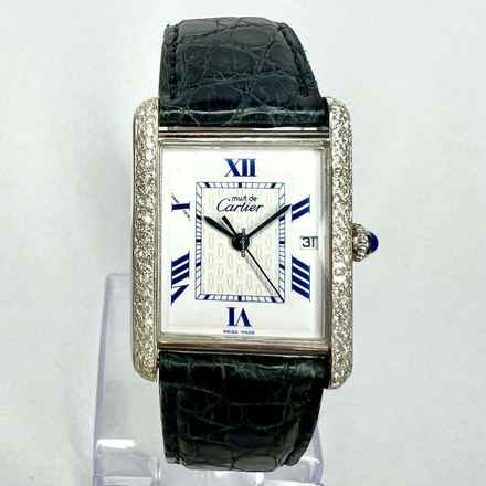  Cartier Tank 25mm Silver 0.80TCW Diamond Watch </h1> 