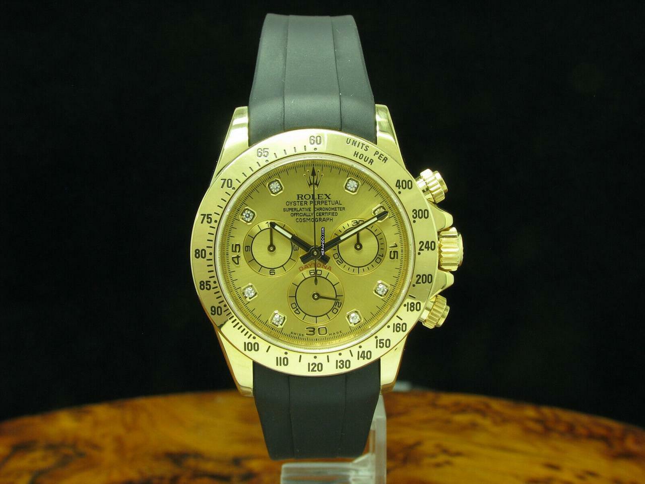  Rolex Daytona 18kt Gold Herrenuhr / Diamond Dial & Kautschuk Armband / Ref 11652 </h1> 
