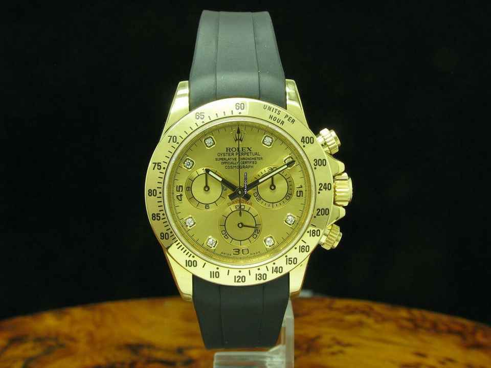  Rolex Daytona 18kt Gold Herrenuhr / Diamond Dial & Kautschuk Armband / Ref 11652 </h1> 
