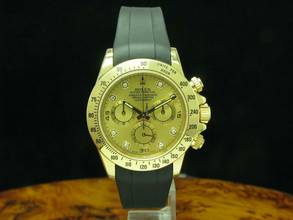 Thumbnail von Rolex Daytona 18kt Gold Herrenuhr / Diamond Dial & Kautschuk Armband / Ref 11652 </h1>