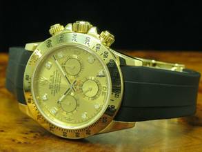 Thumbnail von Rolex Daytona 18kt Gold Herrenuhr / Diamond Dial & Kautschuk Armband / Ref 11652 </h1>