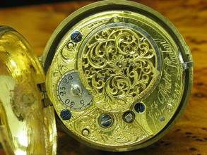 Thumbnail von Josh Procter Messing Open Face Spindeltaschenuhr Mit Schnecke & Kette </h1>