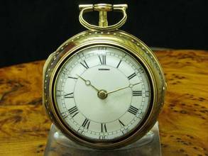 Thumbnail von Josh Procter Messing Open Face Spindeltaschenuhr Mit Schnecke & Kette </h1>