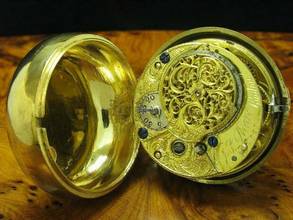 Thumbnail von Josh Procter Messing Open Face Spindeltaschenuhr Mit Schnecke & Kette </h1>