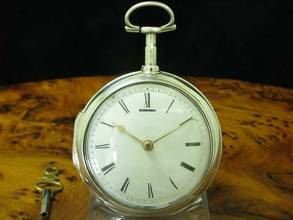Thumbnail von James Lamb 925 Silber Open Face Spindeltaschenuhr Mit Schnecke & Kette </h1>