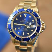 Thumbnail von Rolex Submariner Date 16618 blue tritium dial Full Set 1998’s </h1>