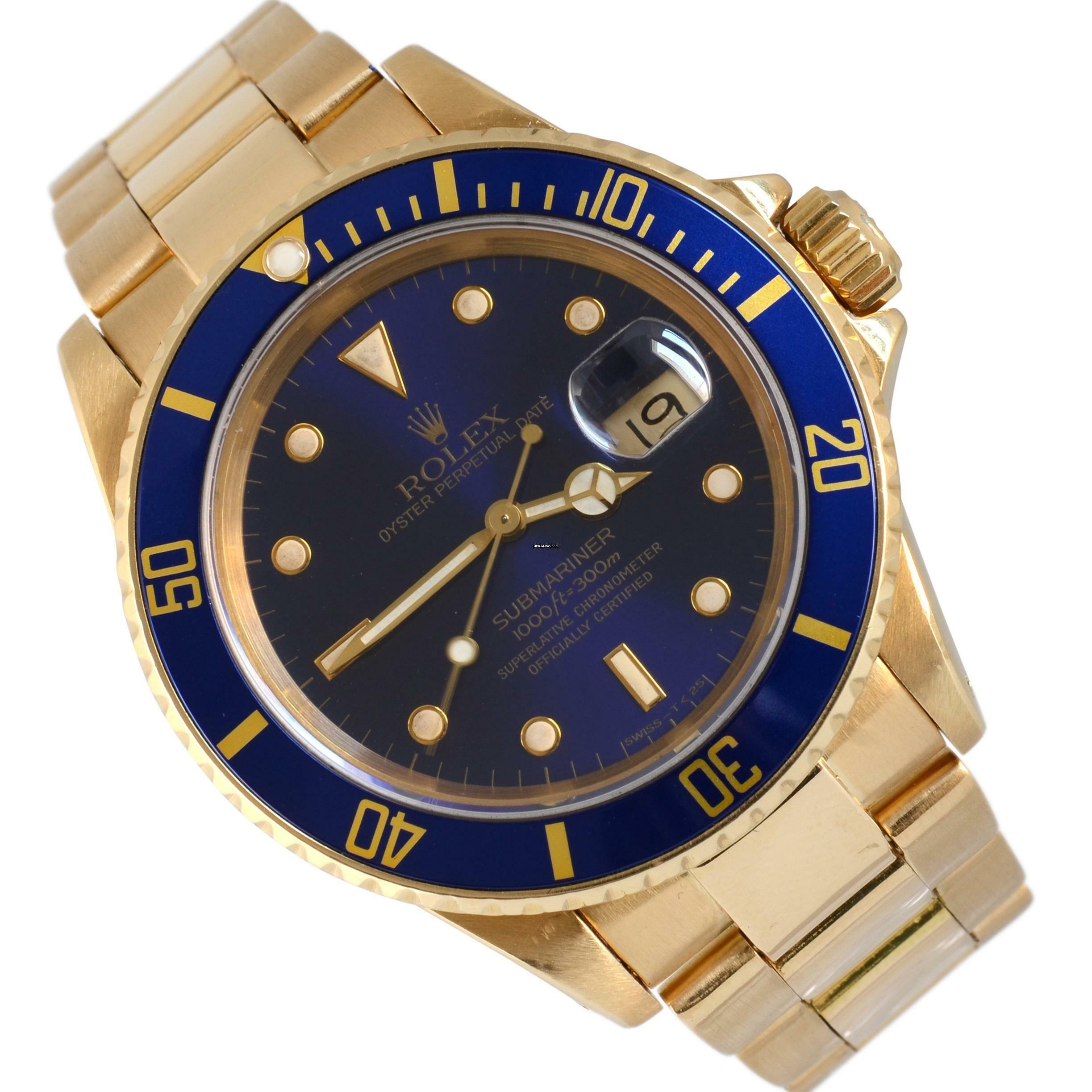  Rolex Submariner Date 16618 blue tritium dial Full Set 1998’s </h1> 