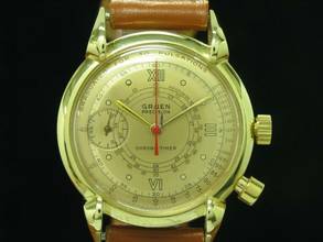 Thumbnail von Gruen Chrono-timer 14kt 585 Gold Herrenuhr Mit Pulsometerskala / Kaliber 450 </h1>
