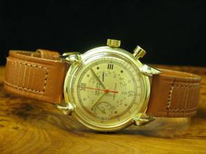 Thumbnail von Gruen Chrono-timer 14kt 585 Gold Herrenuhr Mit Pulsometerskala / Kaliber 450 </h1>
