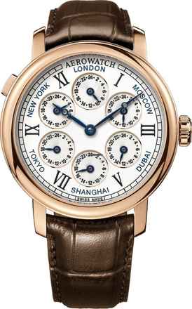  Aerowatch Renaissance 7 Time Zones Gold PVD 