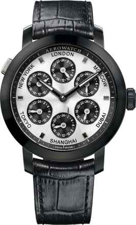  Aerowatch Renaissance 7 Time Zones schwarz PVD 