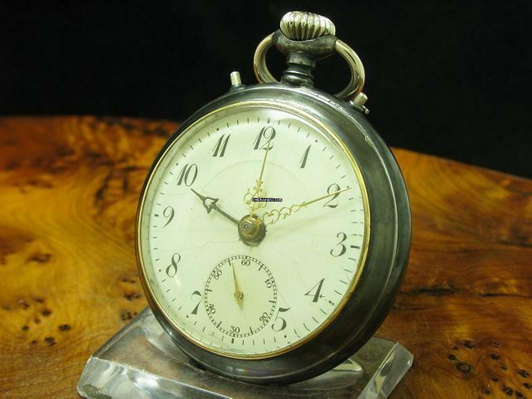 Thumbnail von Junghans Edelstahl Open Face Taschenuhr Wecker Weck-funktion Durchmesser 47 Mm </h1>