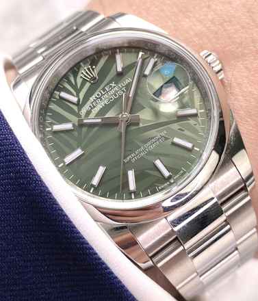  Rolex Datejust 36 36mm Steel Palm Leaf Dial Green Grün Automatic Automatik Full Set 126200 126200 