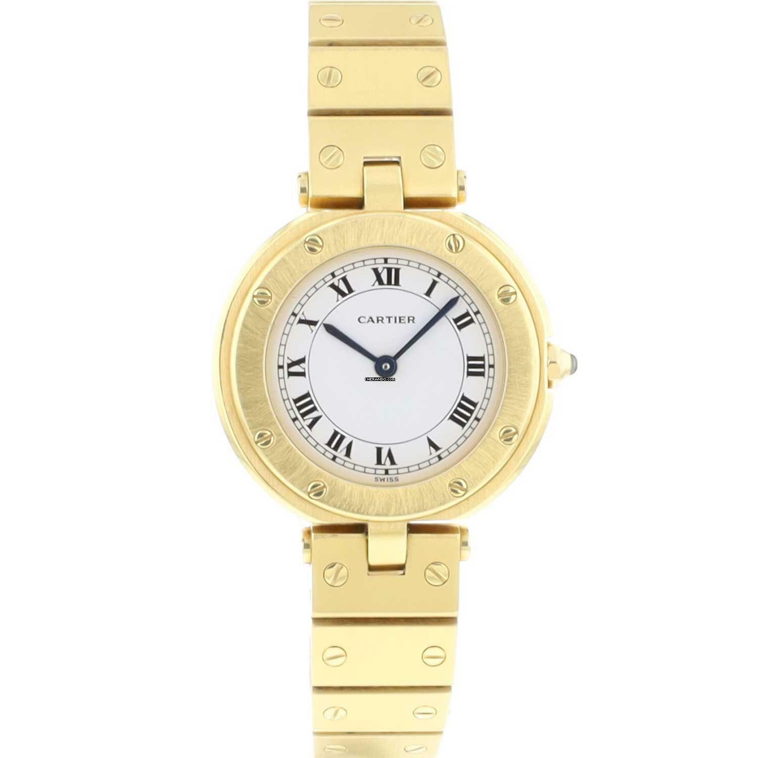  Cartier Santos Ronde Vendome Gold Quartz  
