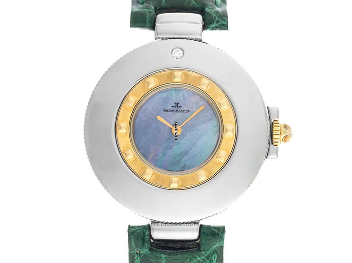  Jaeger-LeCoultre Rendez-Vous Stahl Gelbgold Diamant Perlmutt Quarz Armband Krokoleder Ref.421.5.09 2000 orig.Box wie Neu Vintage  