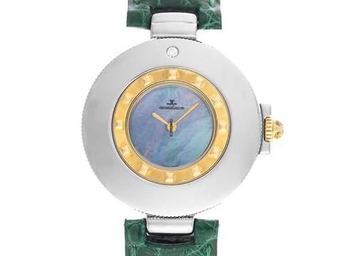  Jaeger-LeCoultre Rendez-Vous Stahl Gelbgold Diamant Perlmutt Quarz Armband Krokoleder Ref.421.5.09 2000 orig.Box wie Neu Vintage  