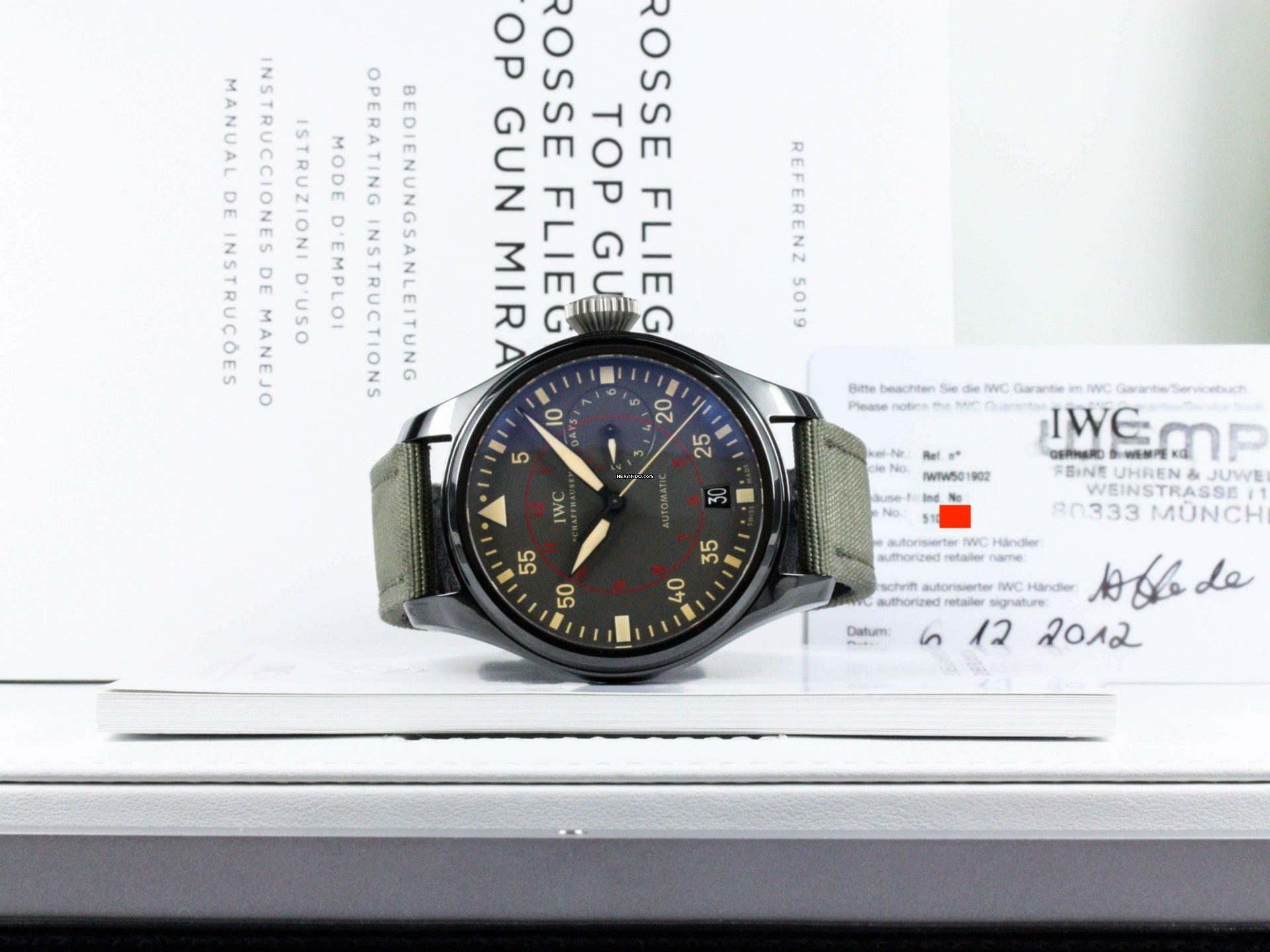  IWC Große Fliegeruhr Top Gun Miramar Big Pilot Top Gun Miramar 7 Days Ceramic 48 mm IWC Box + Papers 