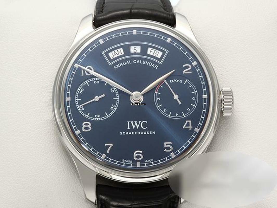  IWC Portugieser Annual Calendar Jahreskalender Iw5035 2015 Edelstahl Automatik Annual Calendar Steel Blue Dial </h1> 