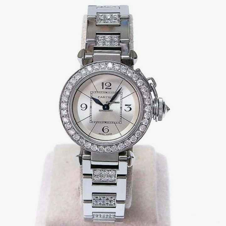  Cartier Pasha Quartz 27mm Steel DIAMOND Watch </h1> 