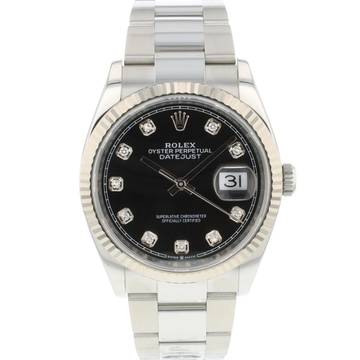  Rolex Datejust 36 Fluted Oyster Black Diamond Dial </h1> 