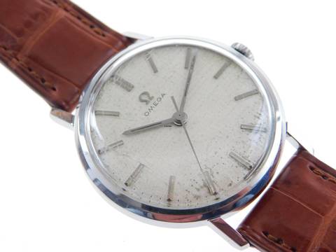  Omega Herrenuhr Handaufzug 34 mm Cal 286 von 1962 Rarität Linen Dial </h1> 