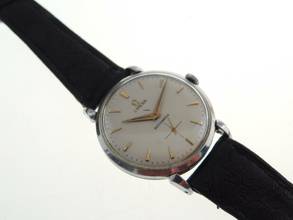 Thumbnail von Omega Bumper Vintage Edelstahl Handaufzug 34 mm Bumper Cal 344 von 1952 Rarität kleine Sekunde </h1>