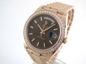 Thumbnail von Rolex Day-Date 40 Choco Dial Everrose / Diamond Bezel </h1>
