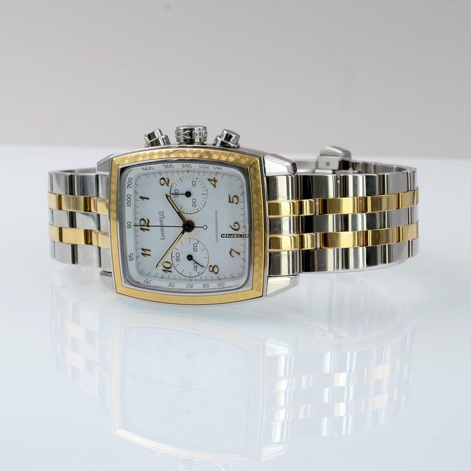 Thumbnail von Eberhard & Co. Quadrangolo Chrono Screen 32034 white dial Full Set 1997’s </h1>