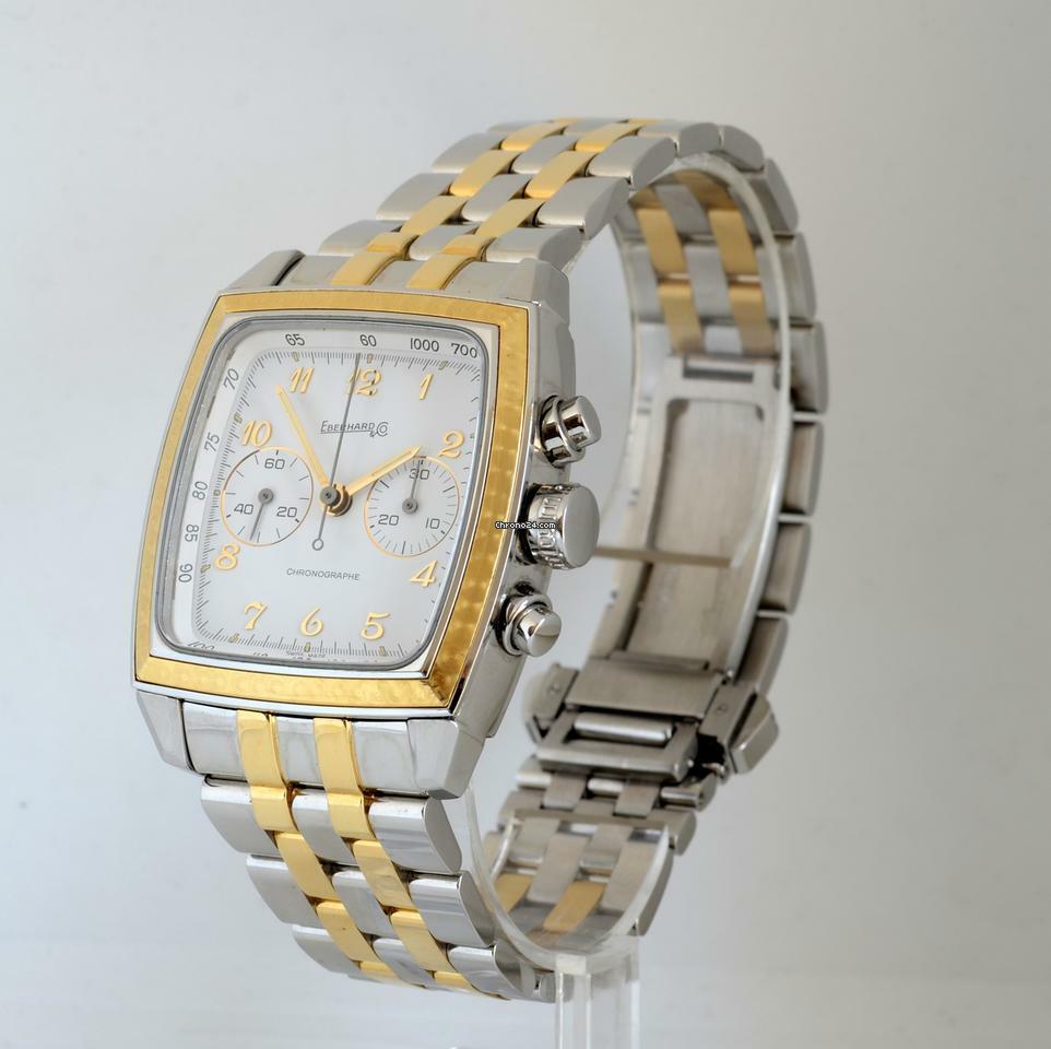 Thumbnail von Eberhard & Co. Quadrangolo Chrono Screen 32034 white dial Full Set 1997’s </h1>